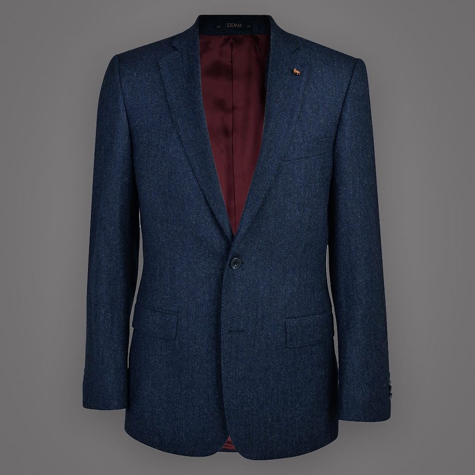 NAVY HERRINGBONE DONEGAL TWEED JACKET Scottish House