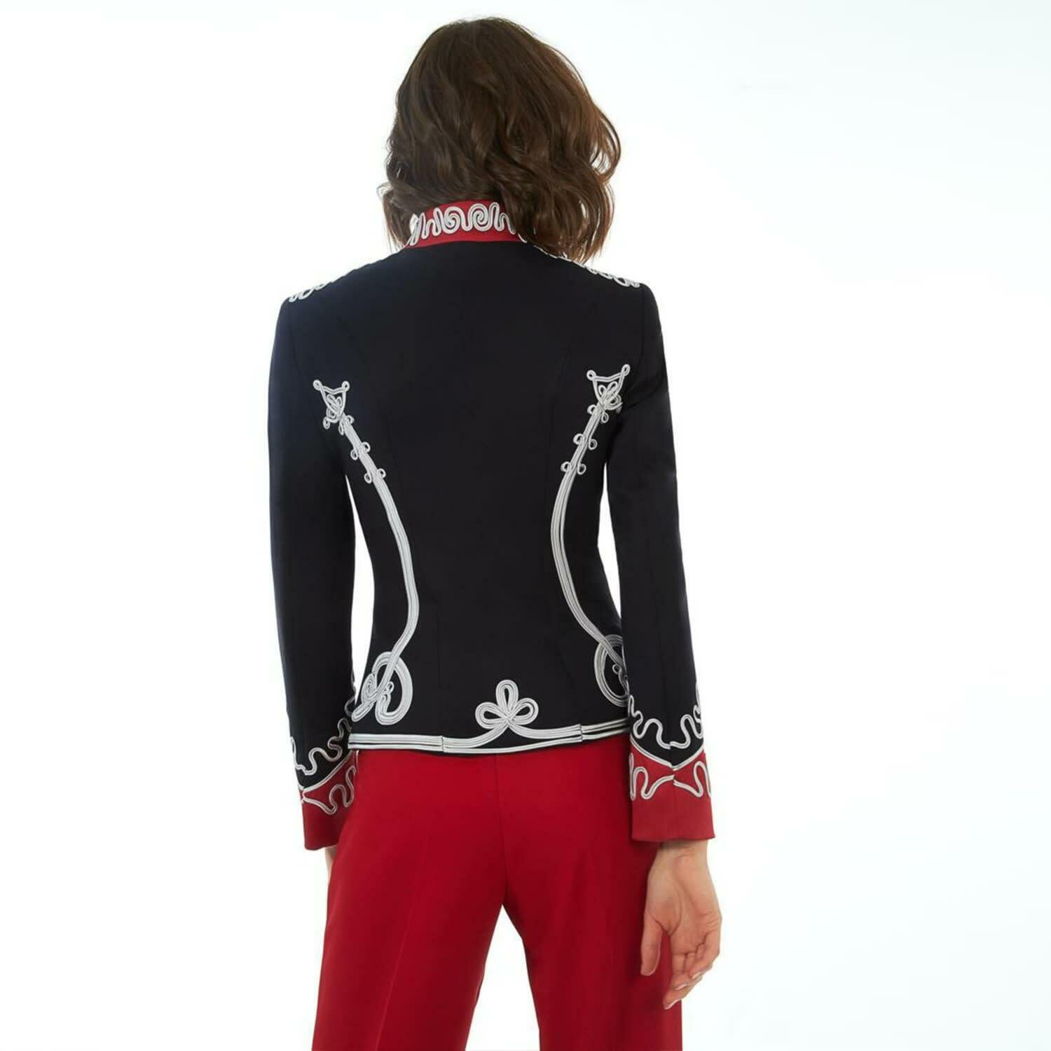 Women Blue Wool Military Jacket Officer Blazer Hussar Jacket