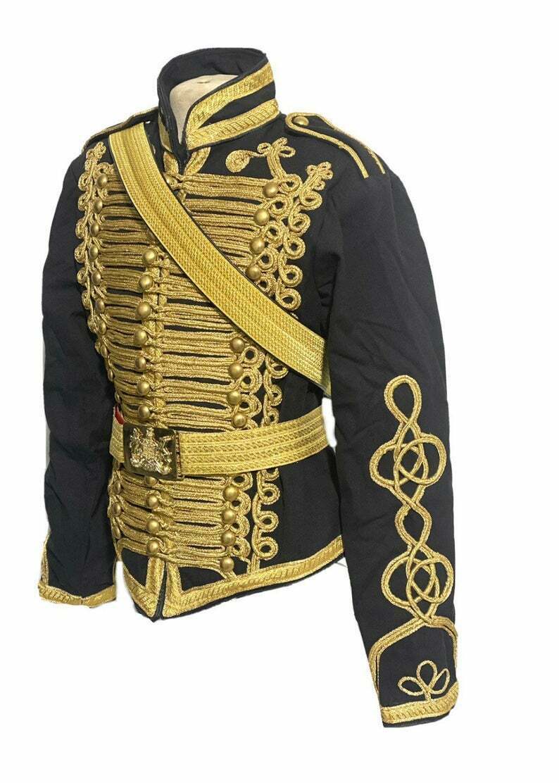 Men's Black Ceremonial Hussar Officers Military Jacket