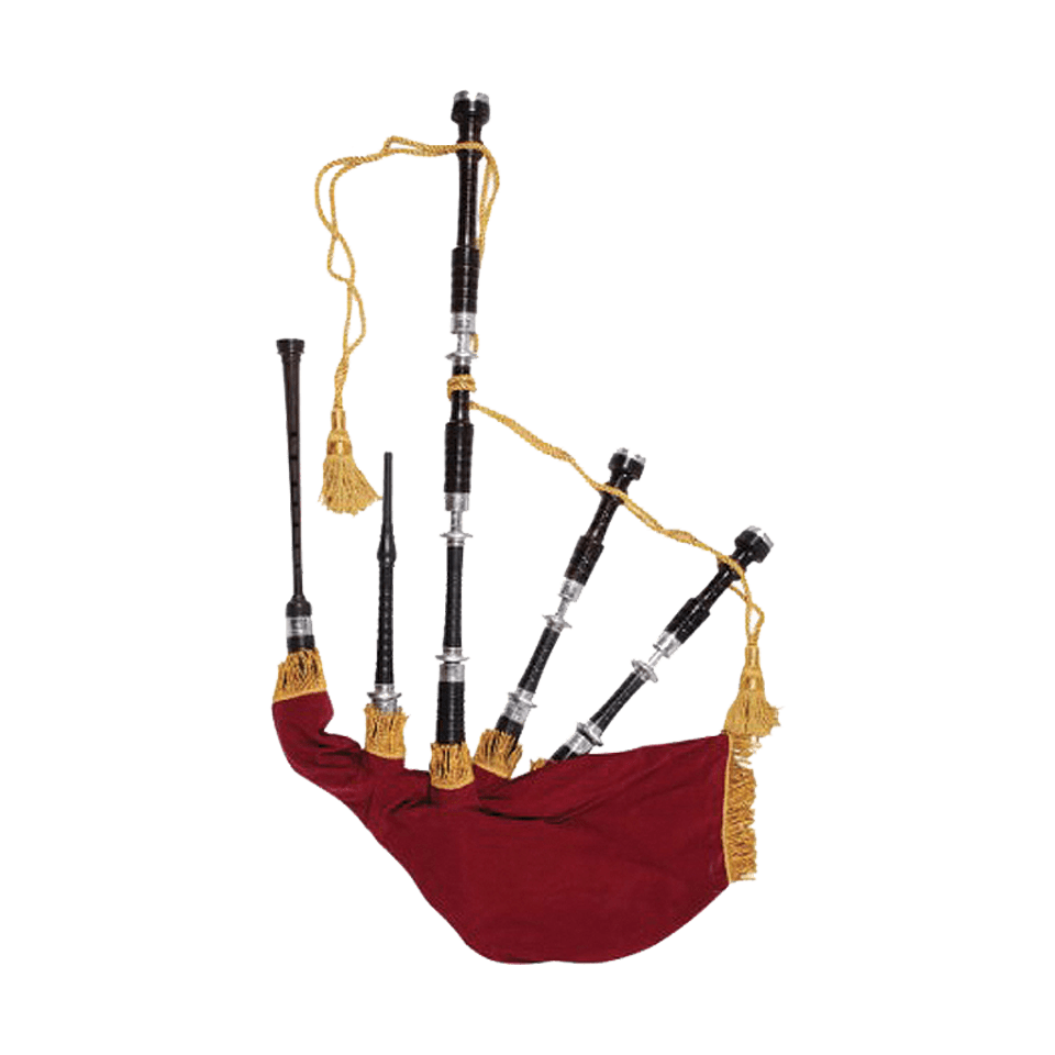 Bagpipe African Black Wood, Full Engraved Metal Mounts Scottish Retail