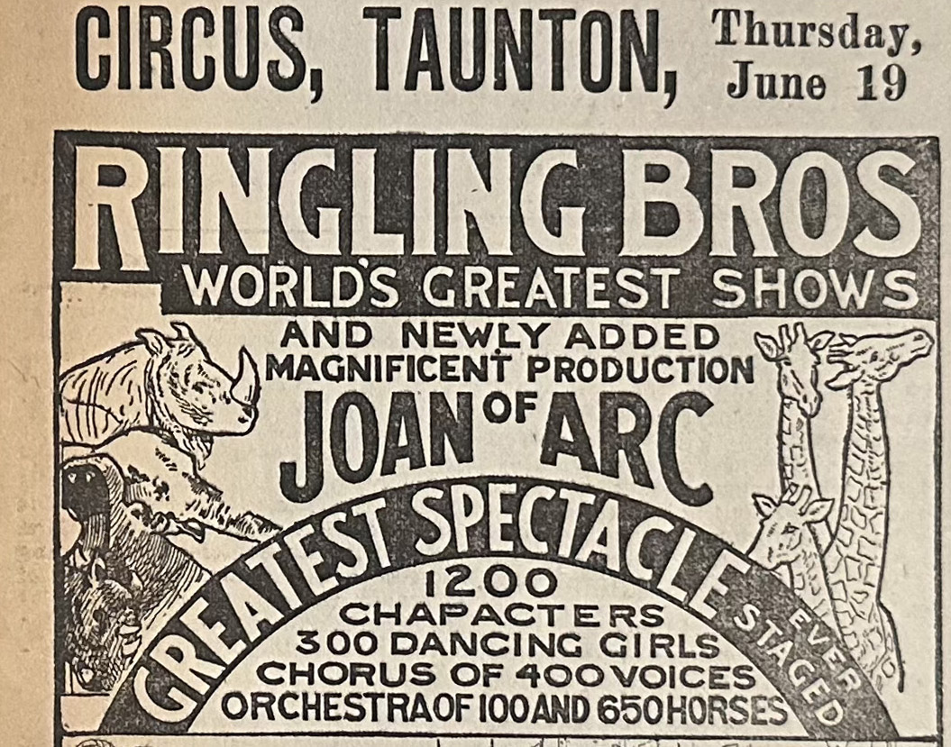 Ringling Bros. Joan of Arc Spectacle Newspaper Ad (1913)