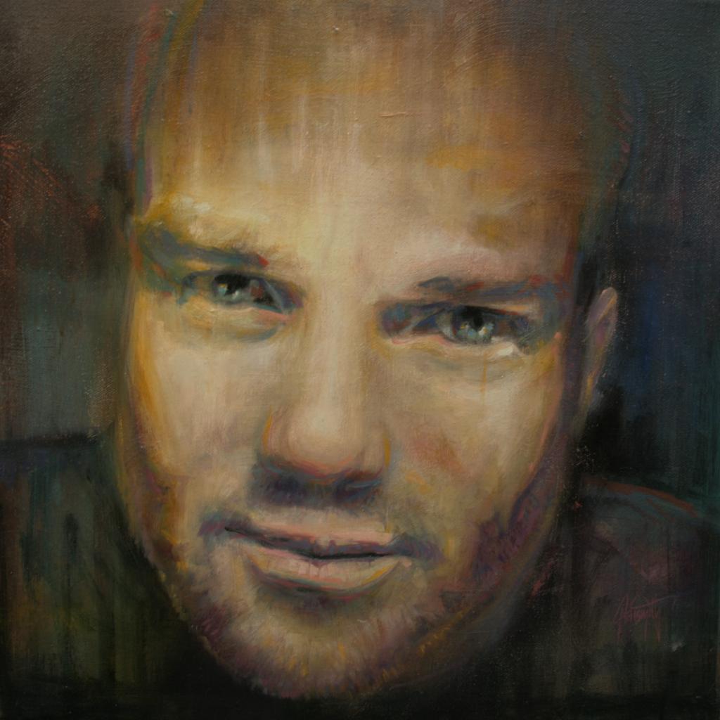 40 x 40cm Self Portrait, Into The Light SOLD Scott Naismith