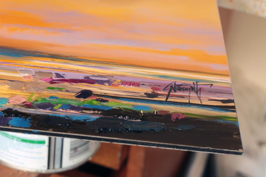  Oil painting directly onto aluminium DiBond plate support Scott