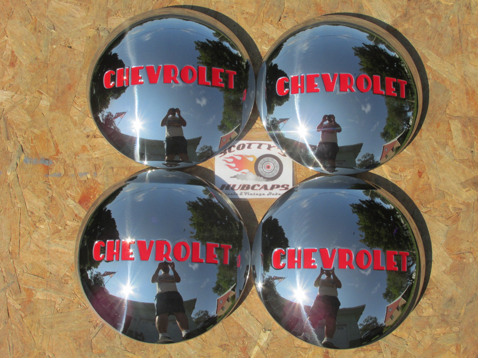 194755 Chevrolet Stainless Hub Cap Set of 4, Chevy 1/2 ton truck