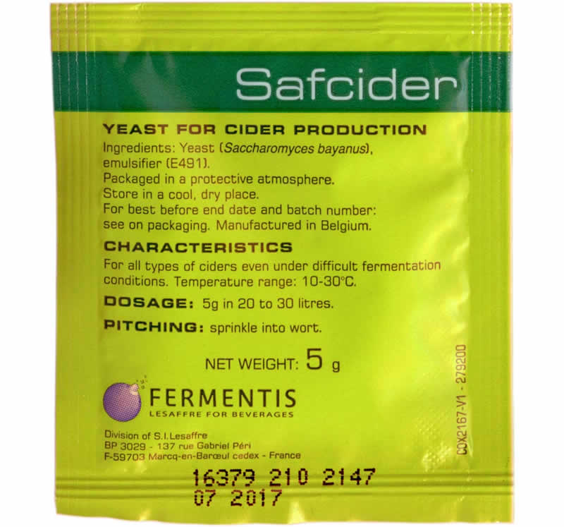 SafCider Dry Cider Yeast 5 g Scotzin Brothers