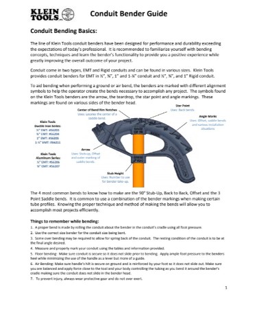 Conduit Bending Chart PDF - Free Download (PRINTABLE)