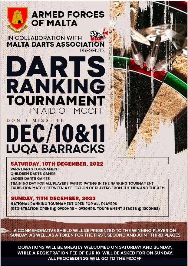 Darts Ranking Tournament in aid of MCCFF