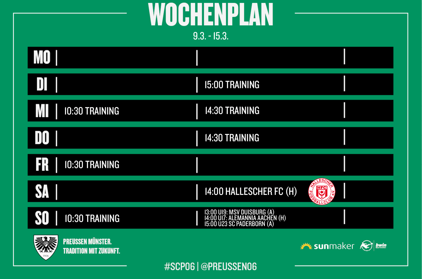 Aktueller Trainingsplan SC Preußen Münster