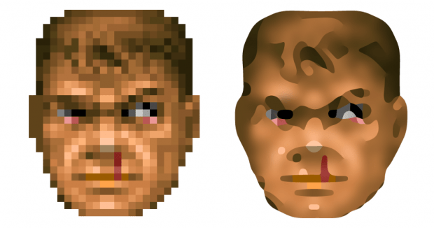 Depixelizing Pixel Art Echtzeitdarstellung von Spielen im Blick