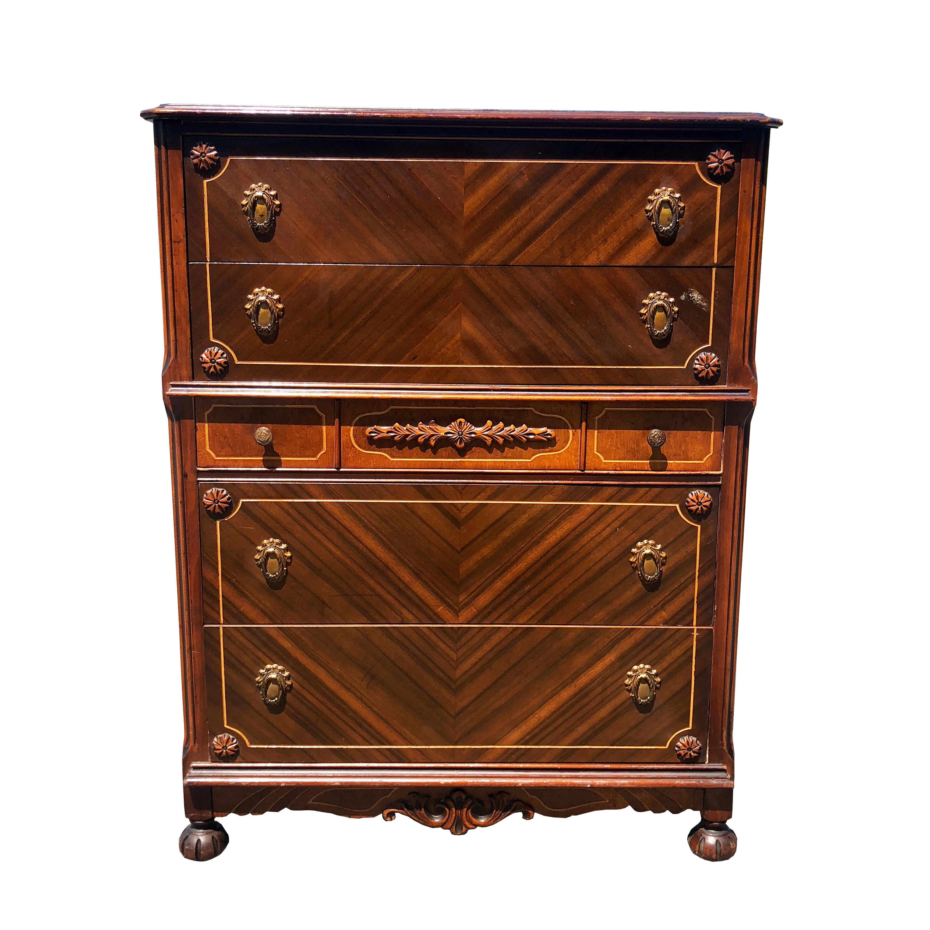 Antique French Art Deco Bird's Eye Maple Tall Dresser Scranton Antiques