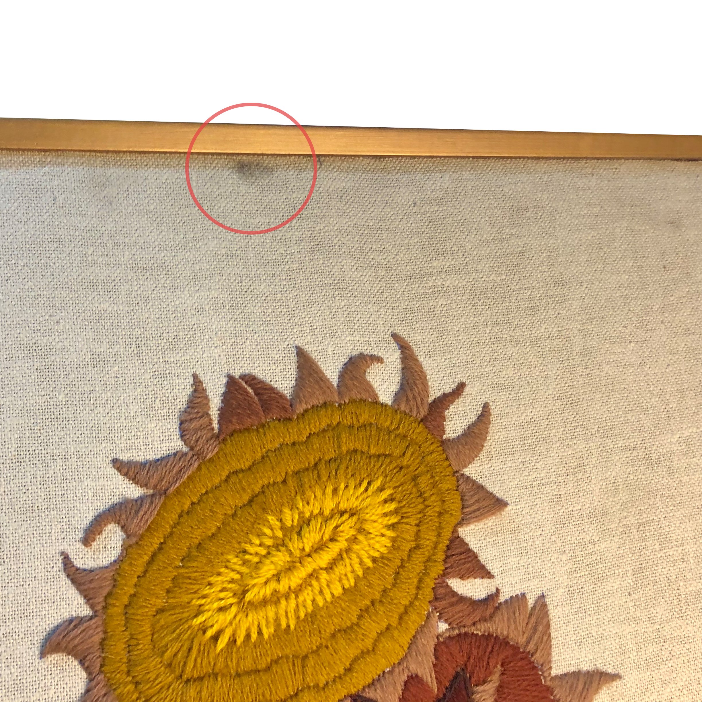 Mid Century Modern Crewel Embroidery Needlepoint Sun