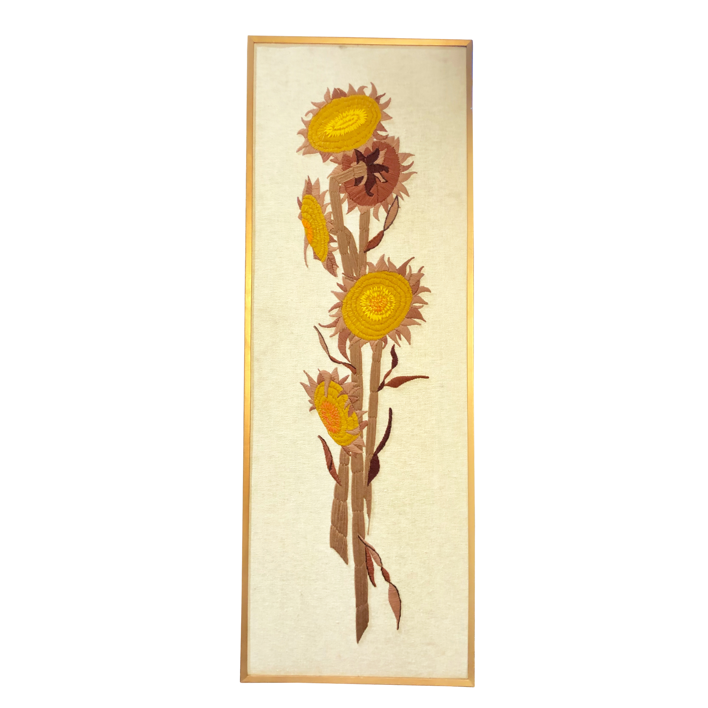 Mid Century Modern Crewel Embroidery Needlepoint Sun
