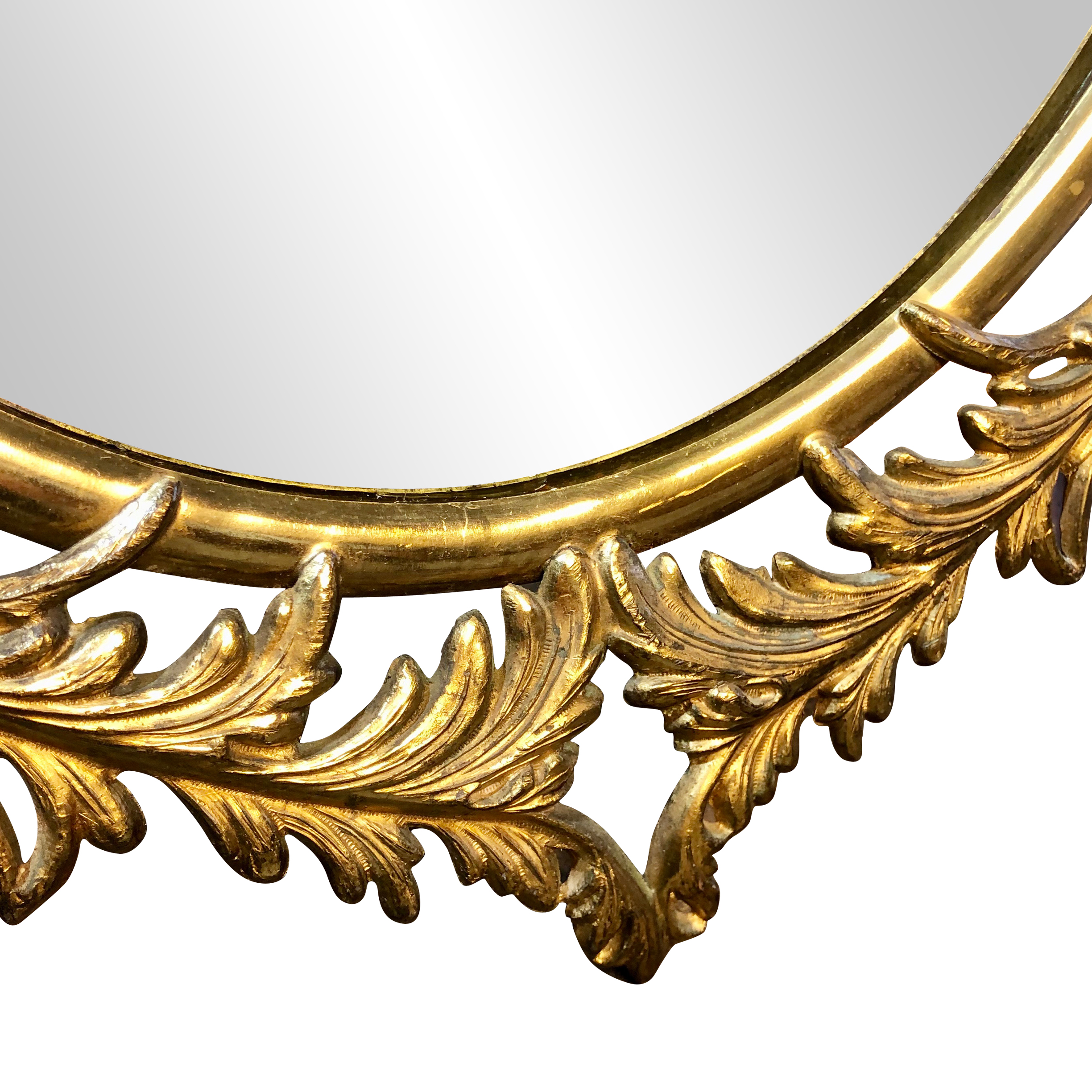 Antique French Rococo Brass Floral Oval Wall Mirror 2x2 Scranton Antiques