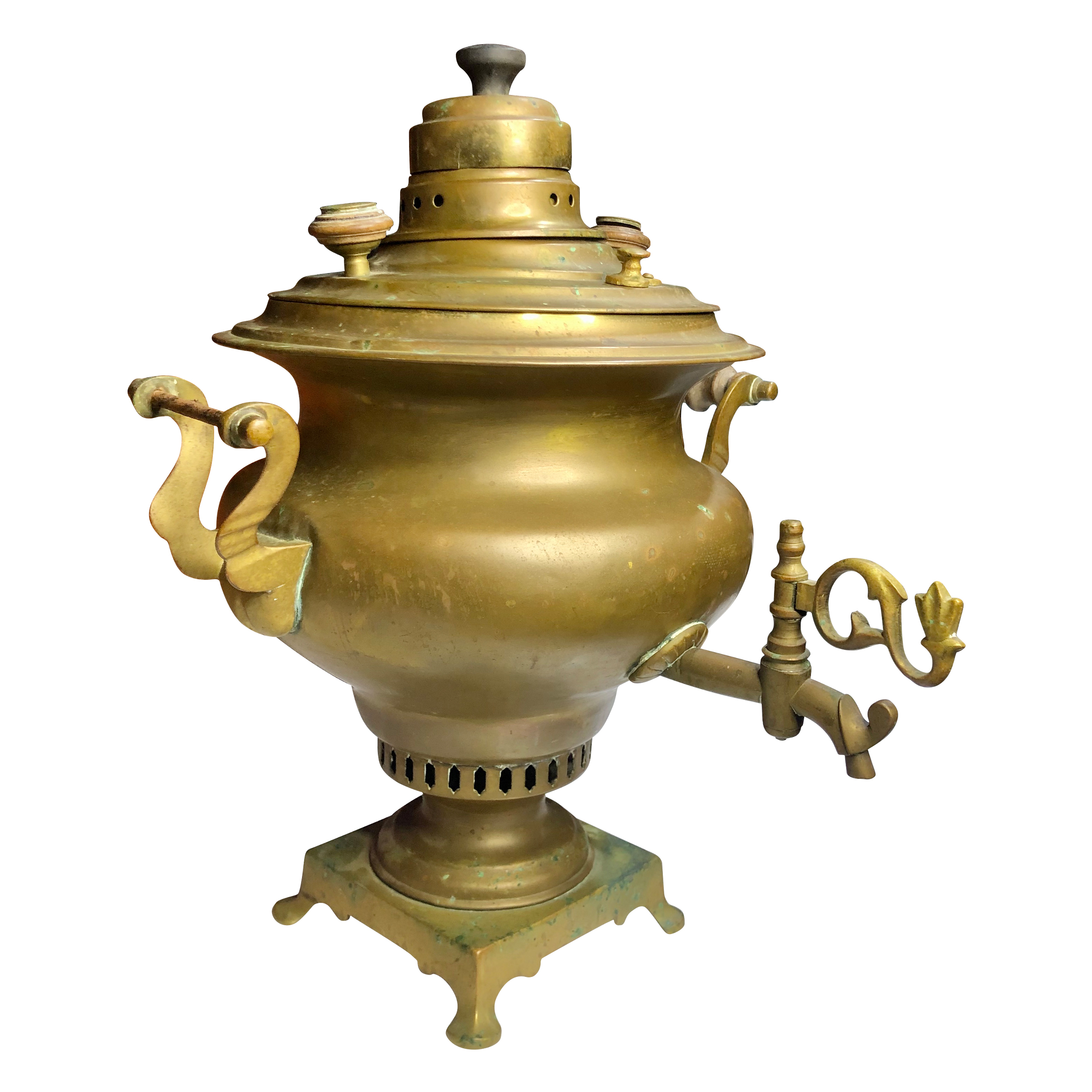 Antique Russian Samovar Brass Tea Kettle Pot with Spigot Scranton