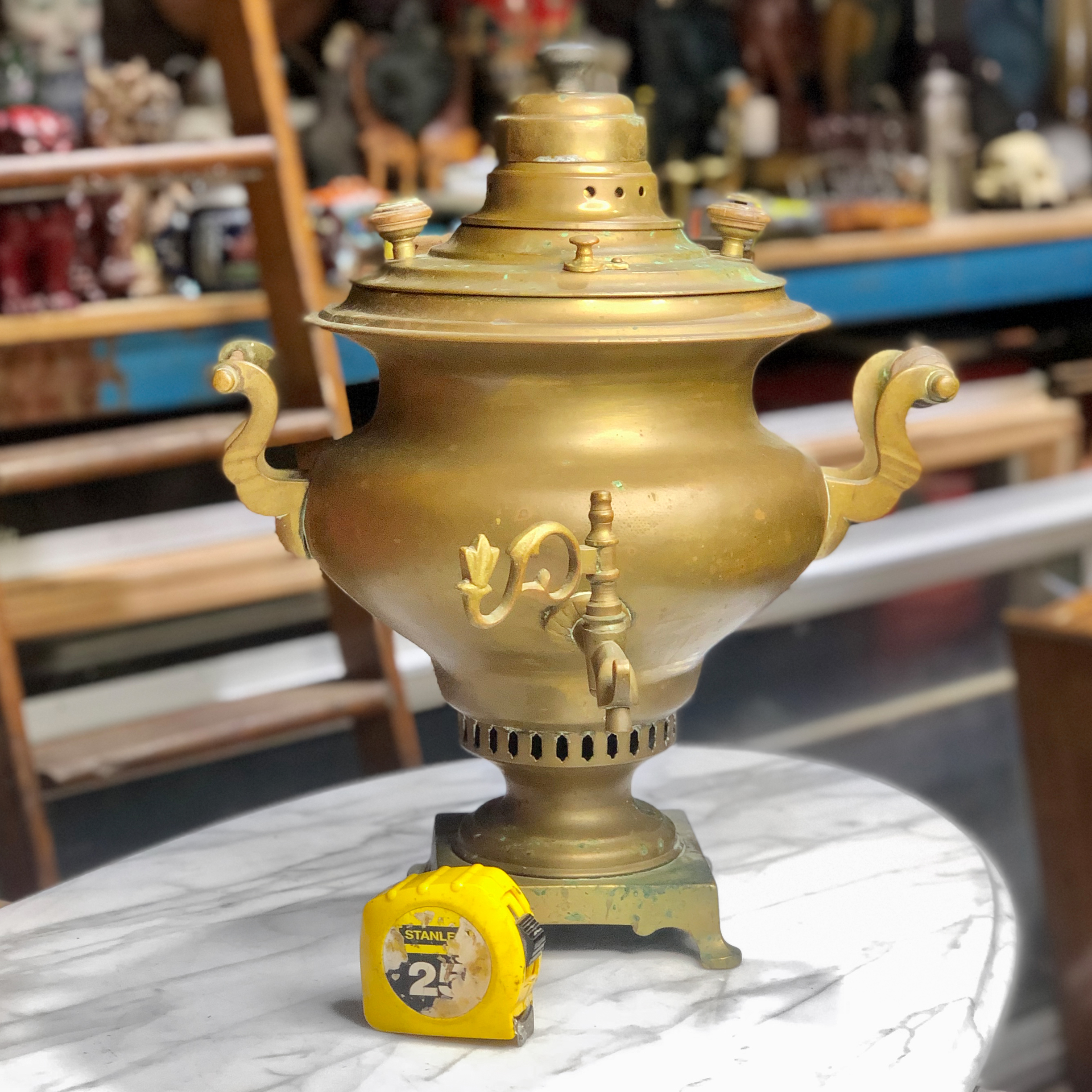 Antique Russian Samovar Brass Tea Kettle Pot with Spigot Scranton