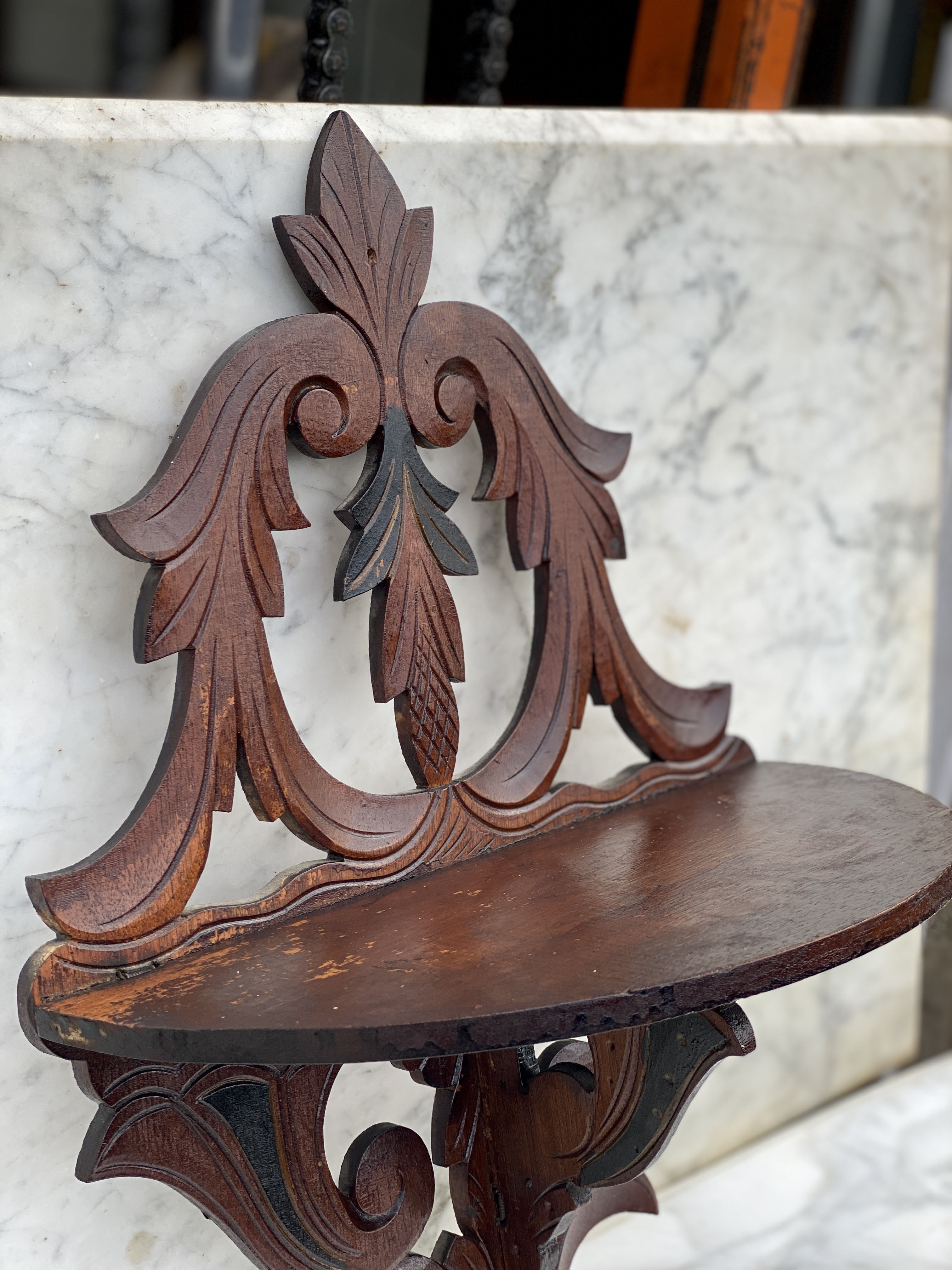 Antique Victorian Carved Walnut Folding Wall Shelf Scranton Antiques