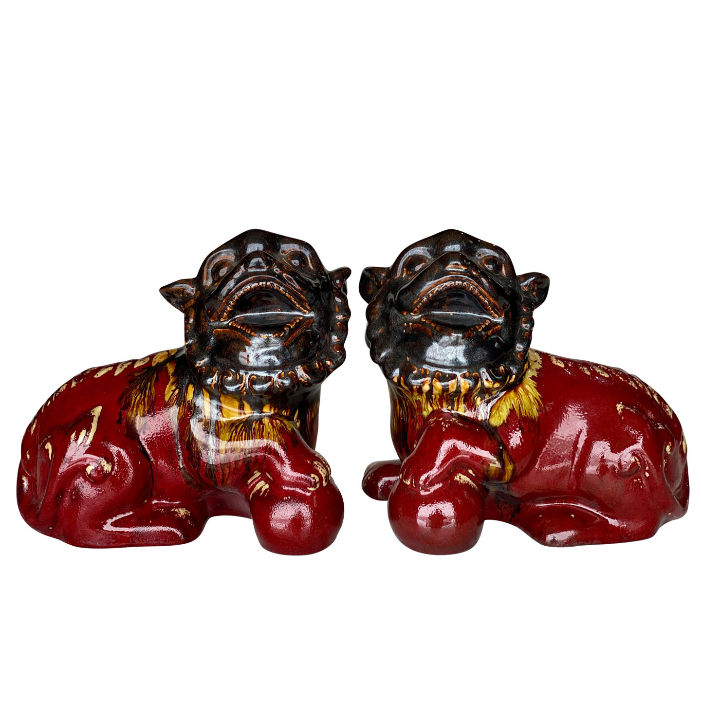 Vintage Porcelain Chinese Foo Dog Statue Figures a Pair Scranton