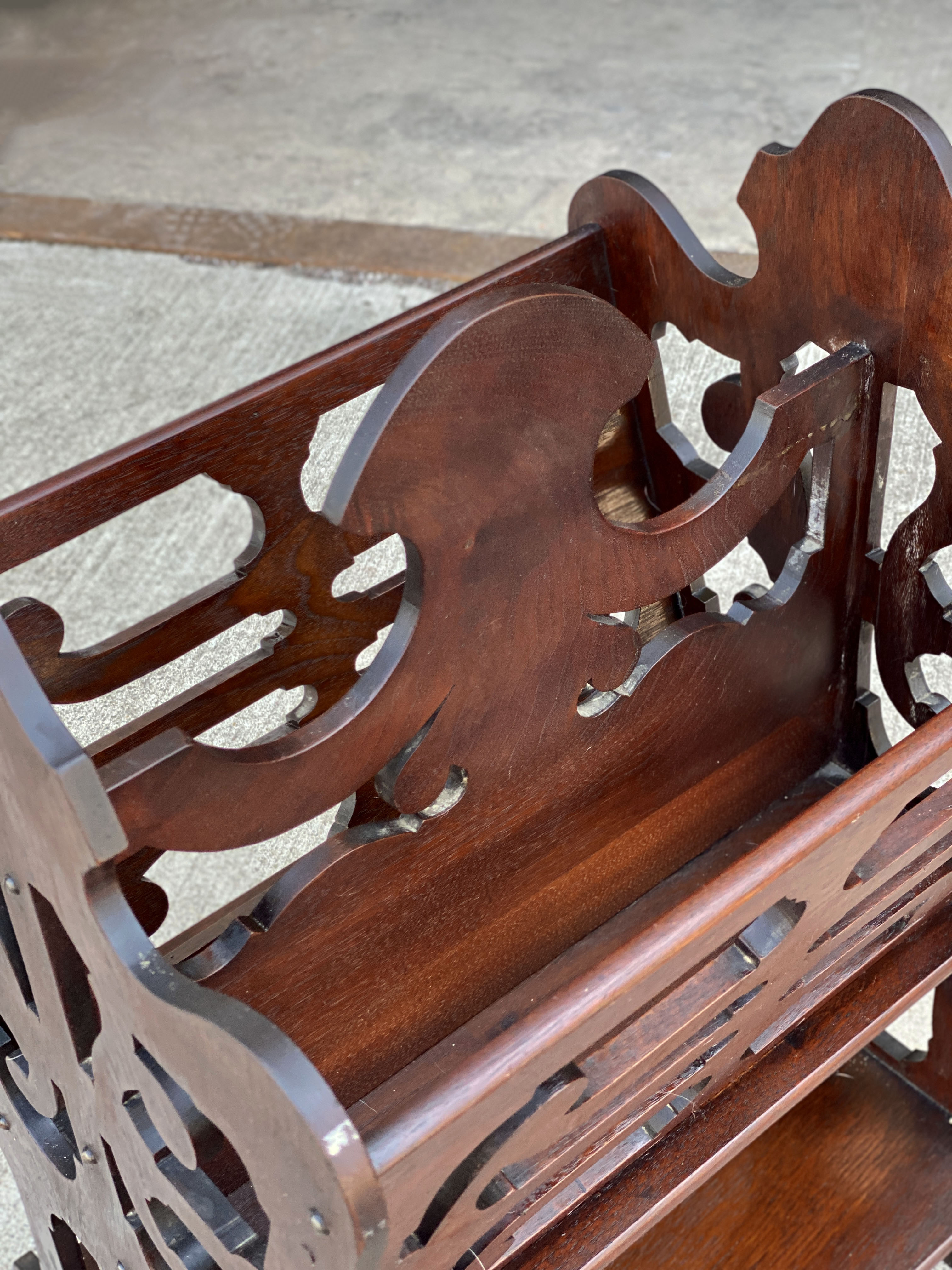 Antique Victorian Carved Mahogany Magazine Stand Rack Scranton Antiques