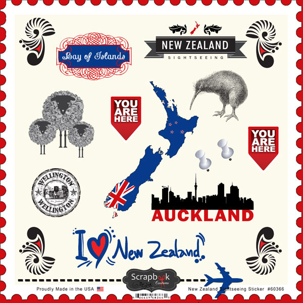 Scrapbook Customs New Zealand Sightseeing Sticker