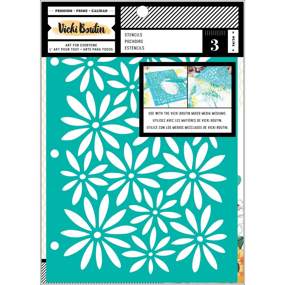 Vicki Boutin Mixed Media Stencils Wildflower & Honey (3 pack)