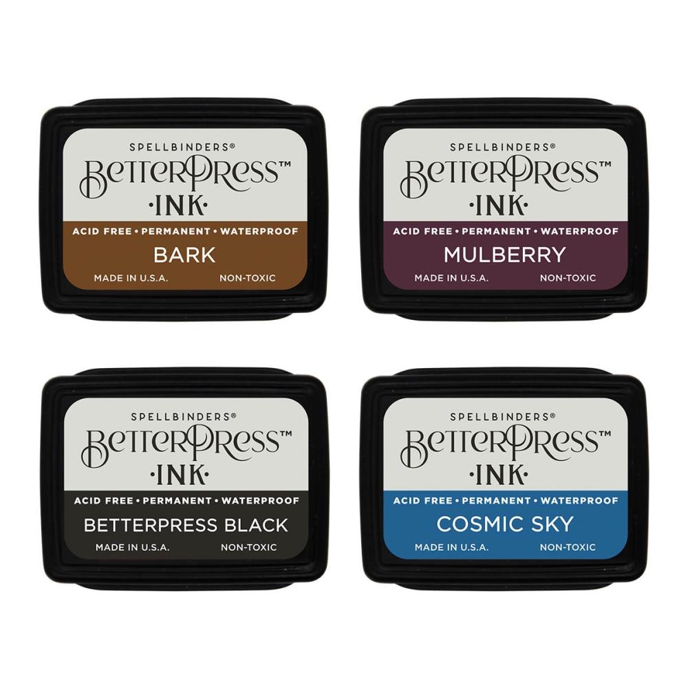 Spellbinders BetterPress Letterpress Mini Ink Pad Set Regal Tones (4