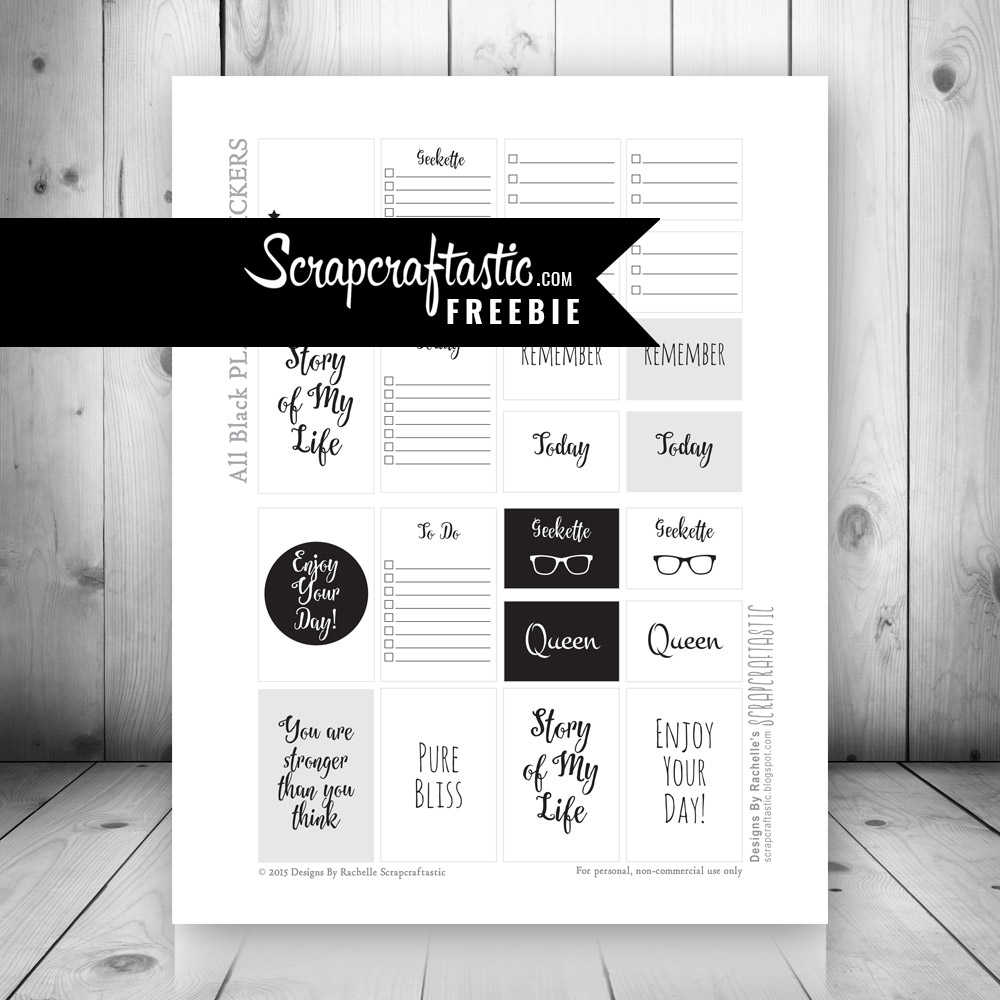 All Black FREE Printable Planner Stickers Scrapcraftastic