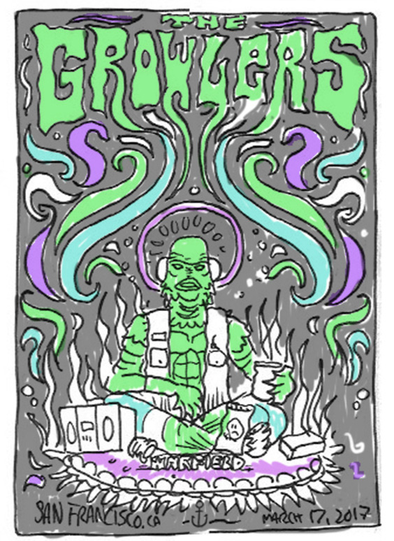 The Growlers, San Francisco poster & variants.. Scraped Knee