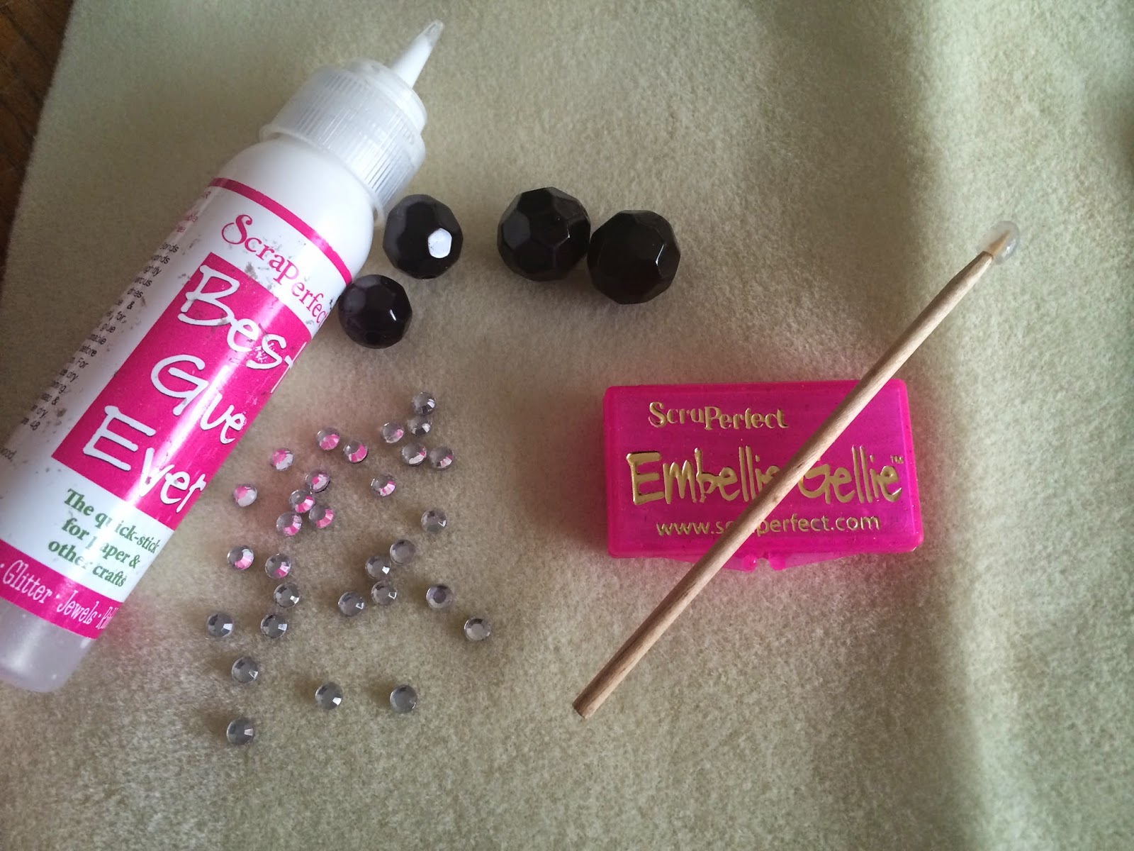 Rhinestone Covered Beads with Best Glue Ever! ScraPerfect