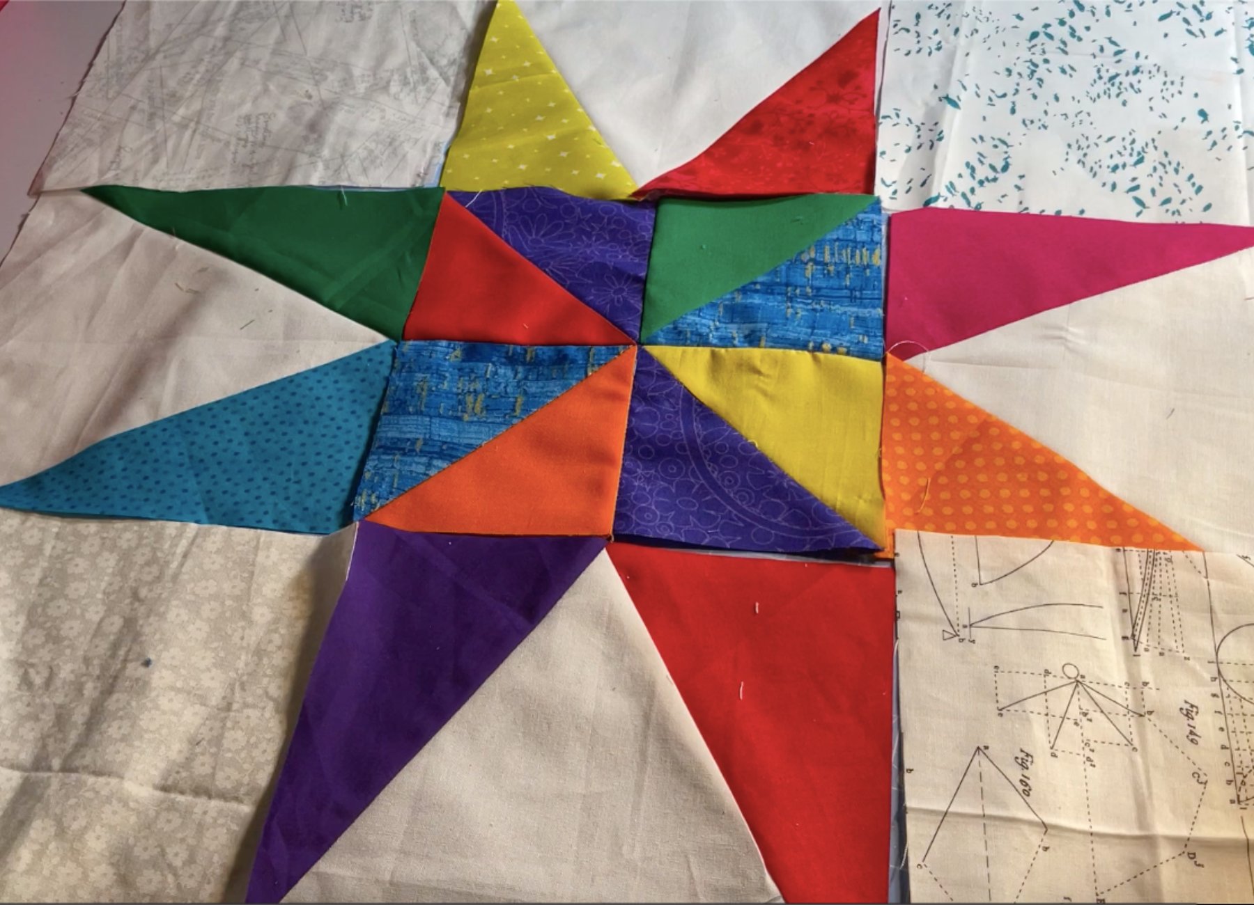 Easy Big Star Quilt Block 20.5" Block! Scrap Fabric Love