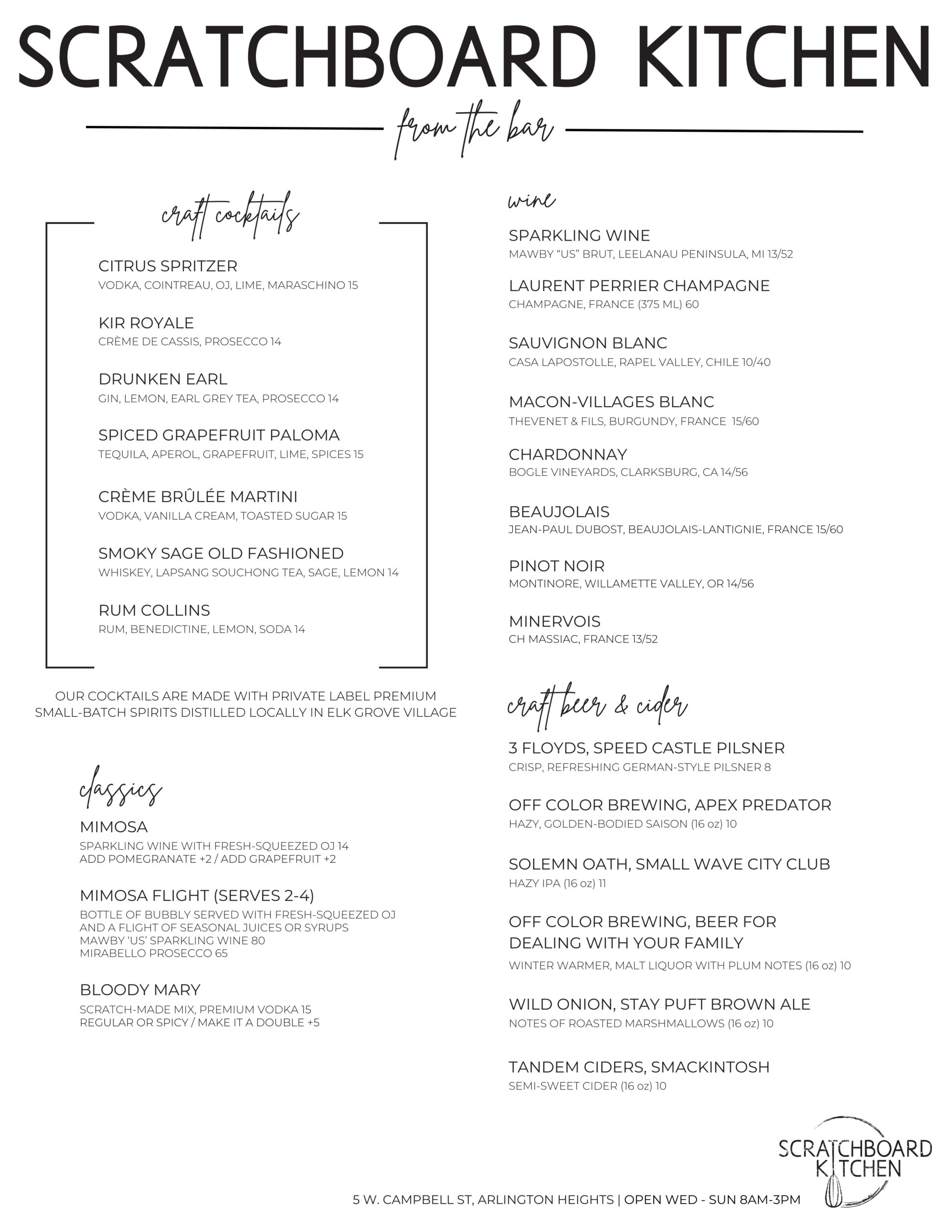 Menu Scratchboard Kitchen