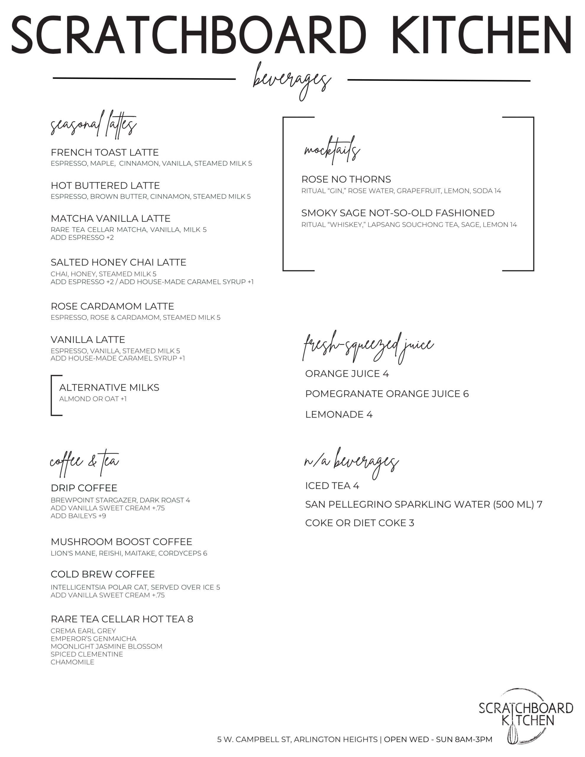 Menu Scratchboard Kitchen