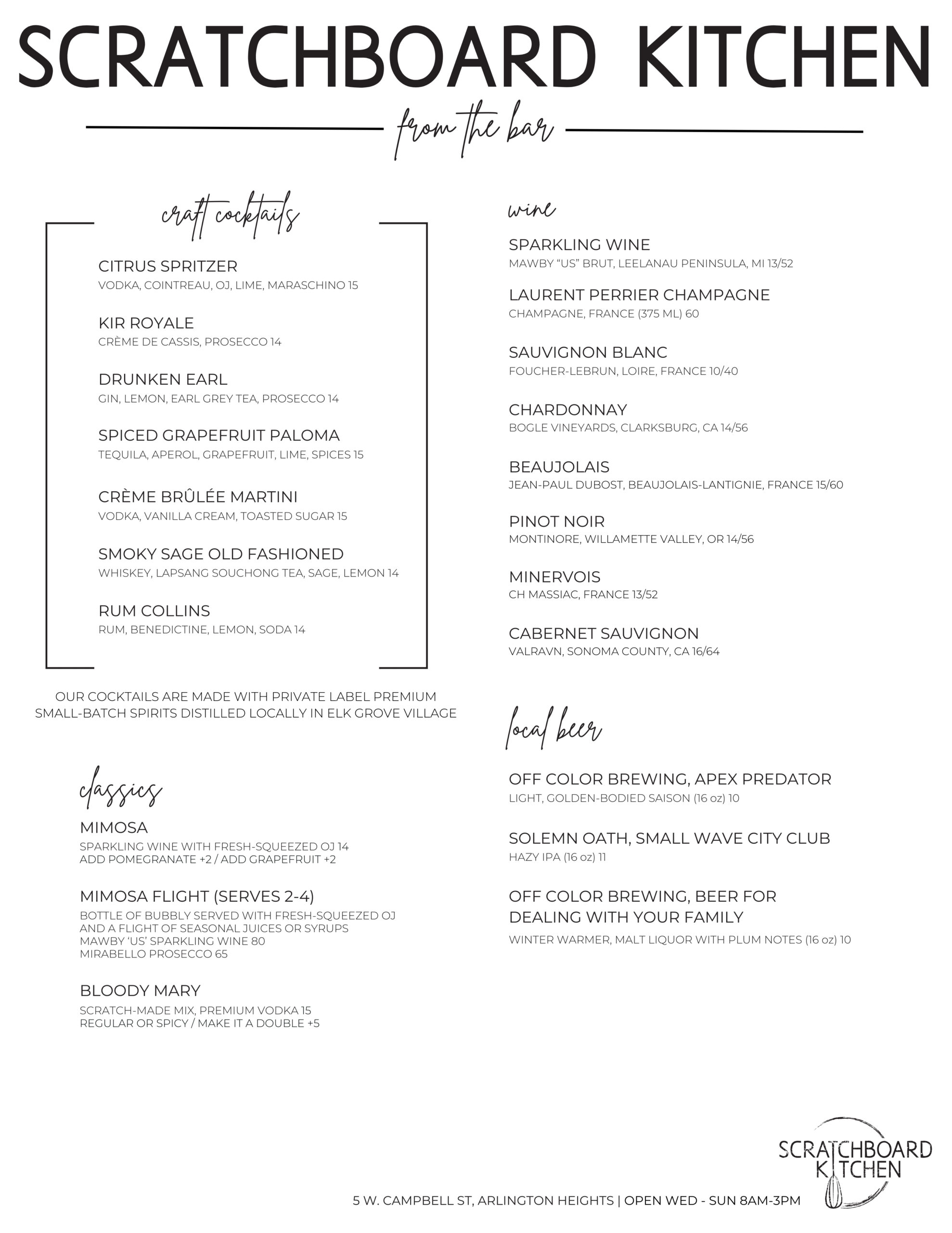 Menu Scratchboard Kitchen