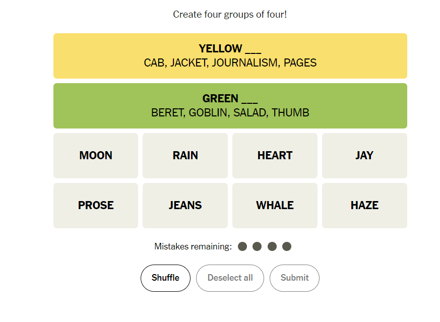 Jay And Beret Meaning In NYT Connections For October 23 Screen Plays Mag