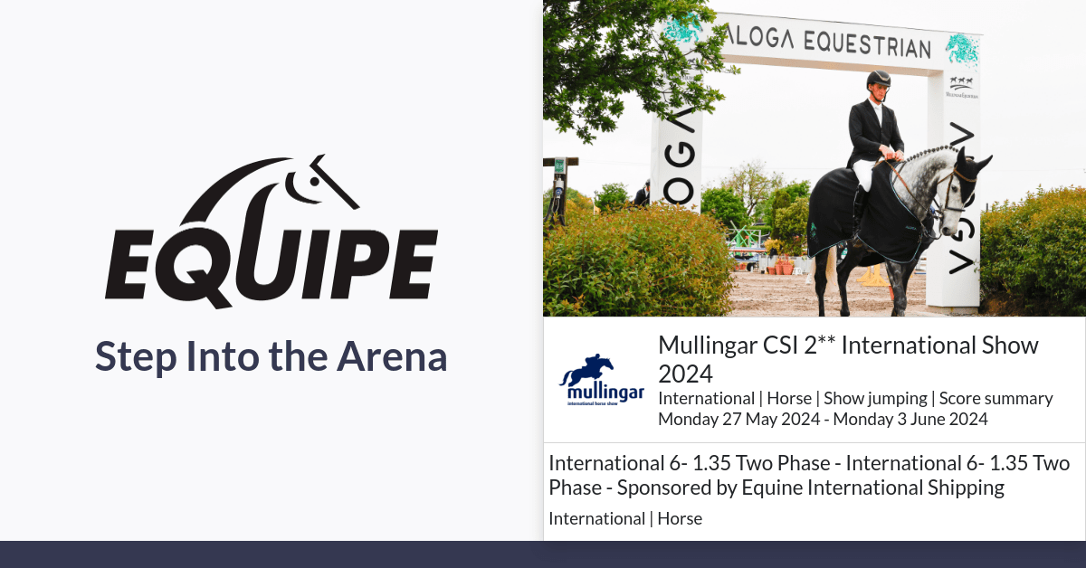 International 6 1.35 Two Phase International 6 1.35 Two Phase Sponsored by Equine