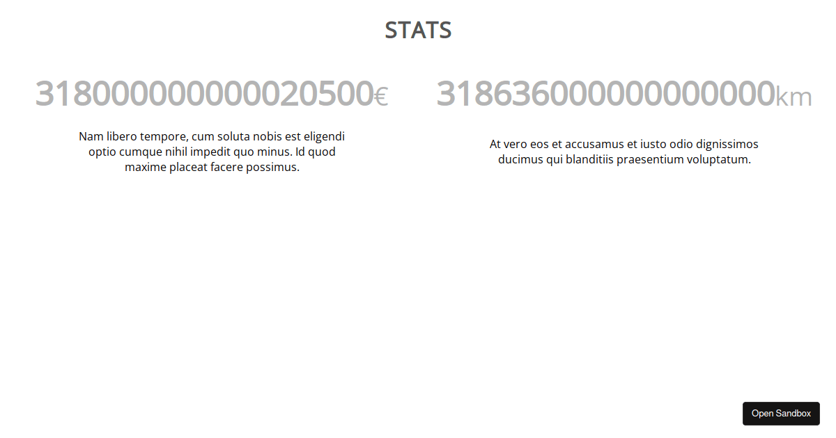 Vanilla JS count up numbers (forked) Codesandbox