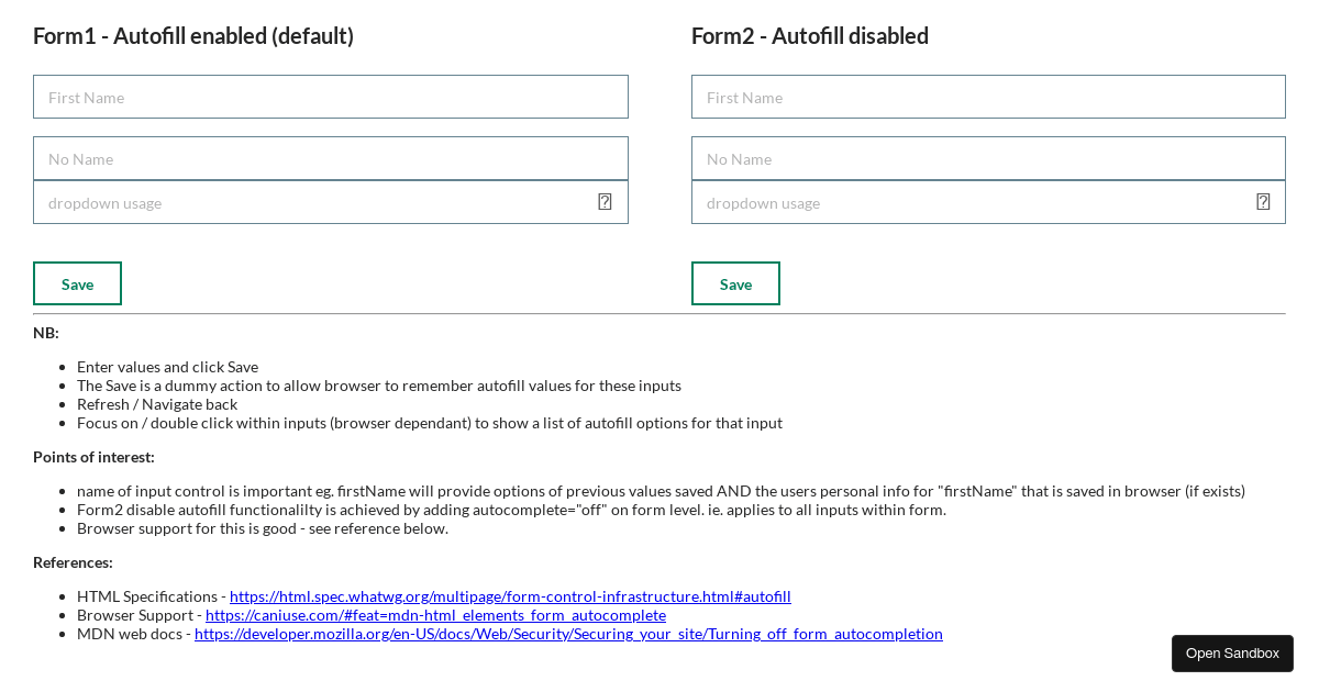 formautofilldisable Codesandbox