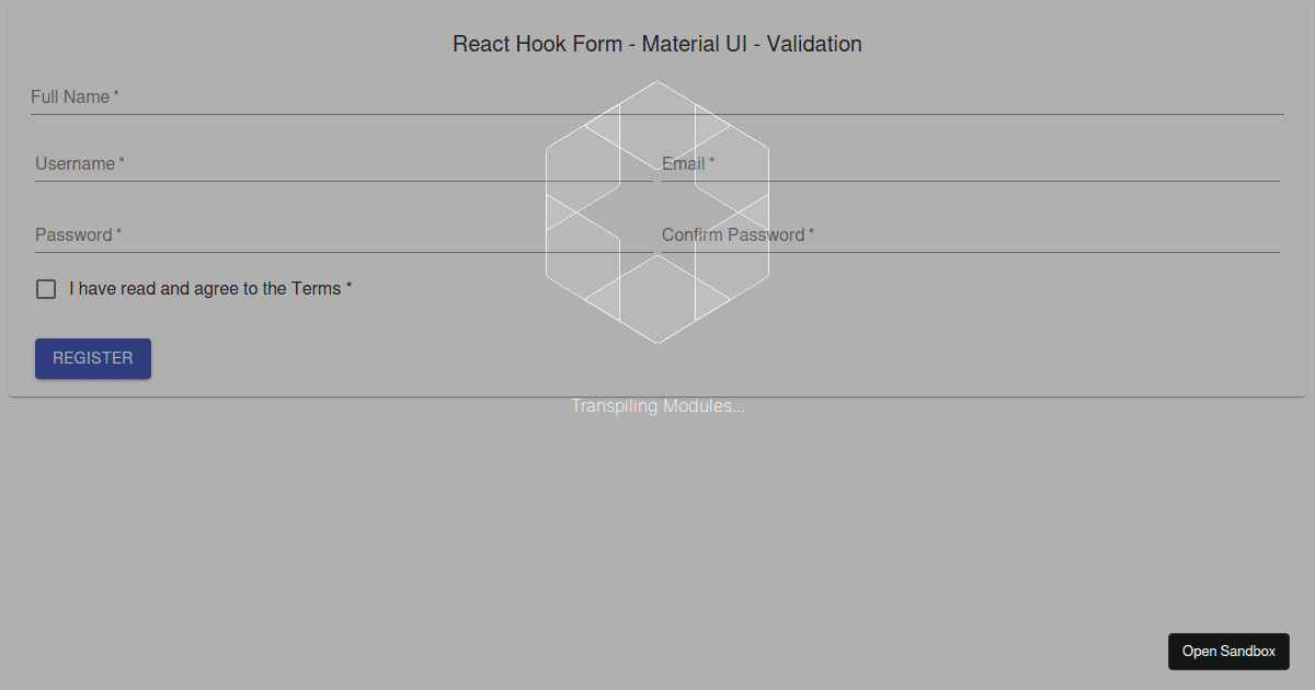 reacthookform materialui Codesandbox