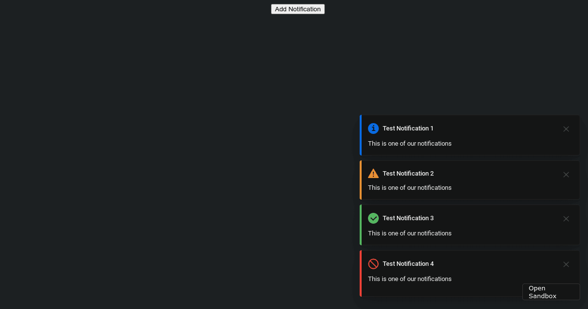 Notifications Test Codesandbox