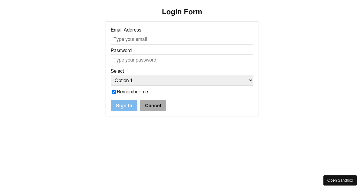 Login Form with BASS Codesandbox