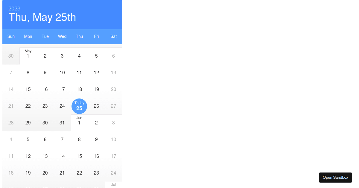datepickerreactinfinitecalendar Codesandbox