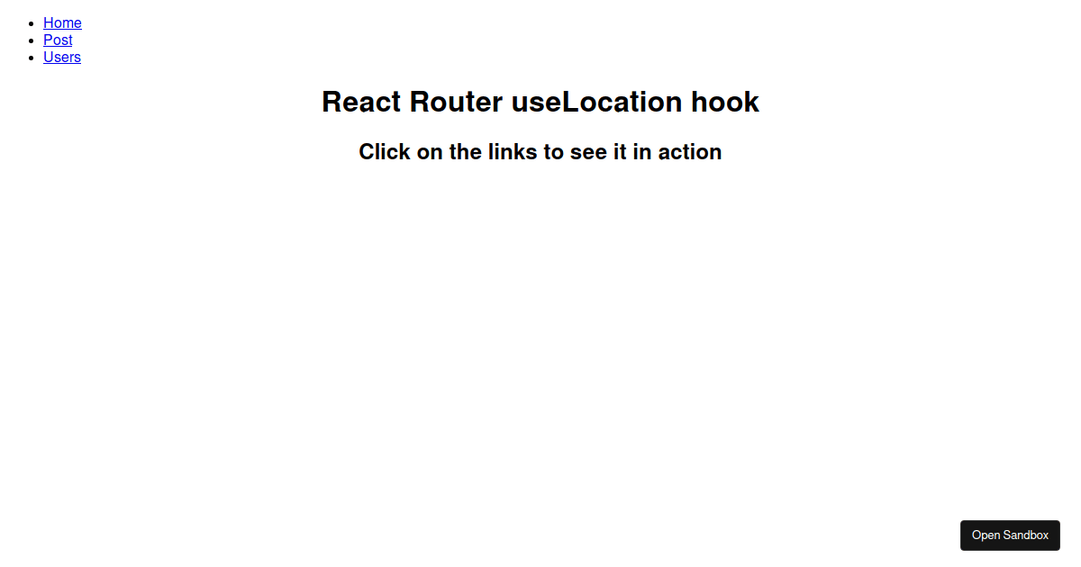 React Router useLocation Hooks Codesandbox