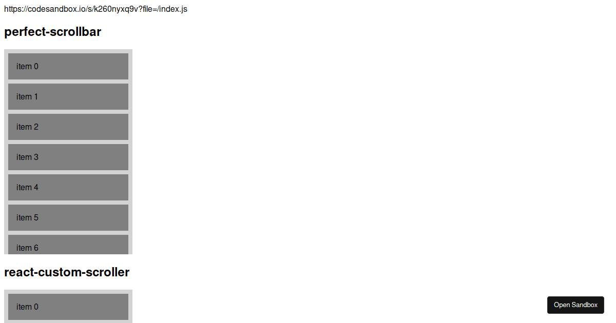 reactbeautifuldnd+perfectscrollbar (forked) Codesandbox
