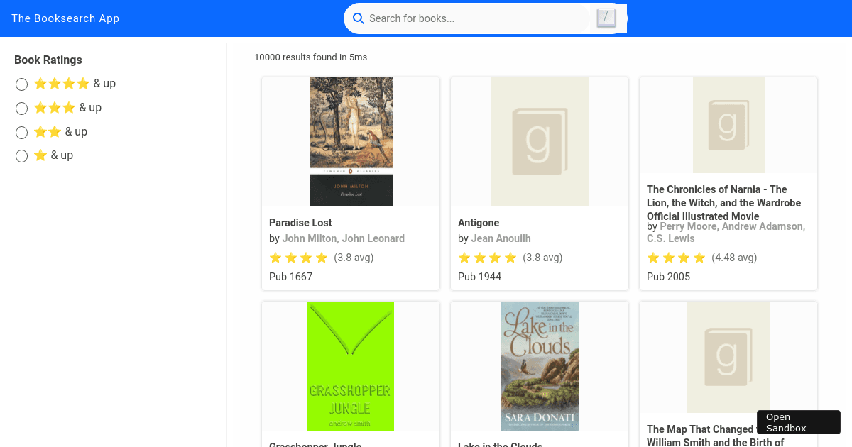 book search app Codesandbox