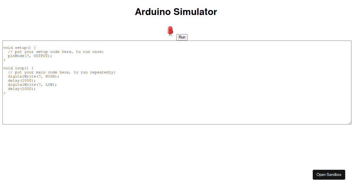arduinosimulatorjs Codesandbox