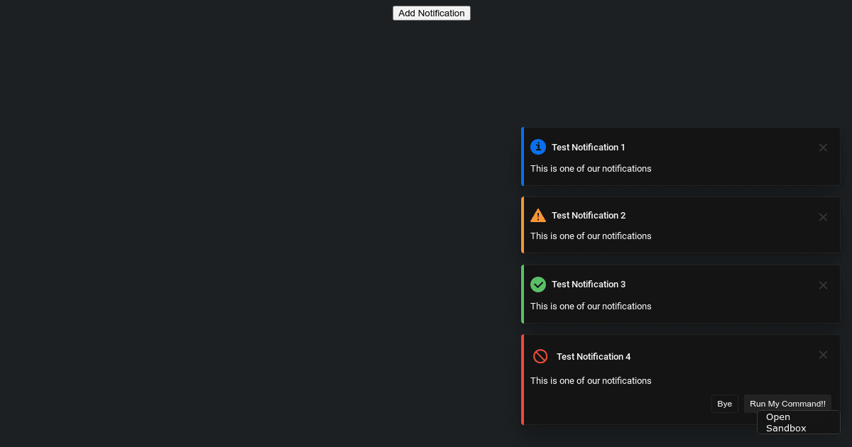 Notifications Test Codesandbox