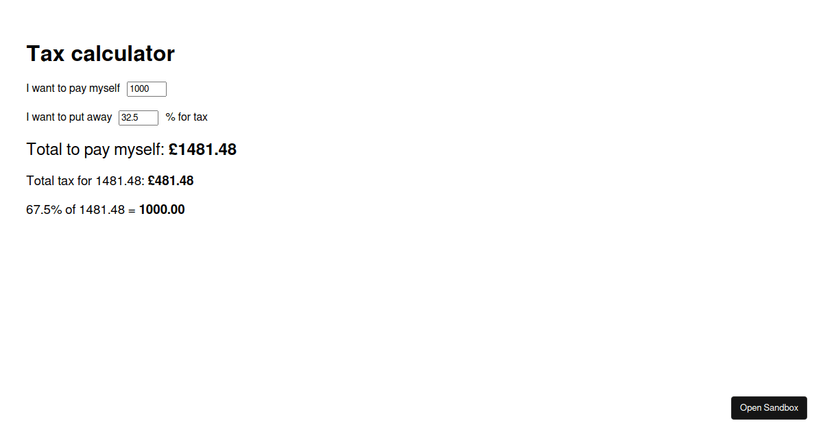 Tax calculator Codesandbox