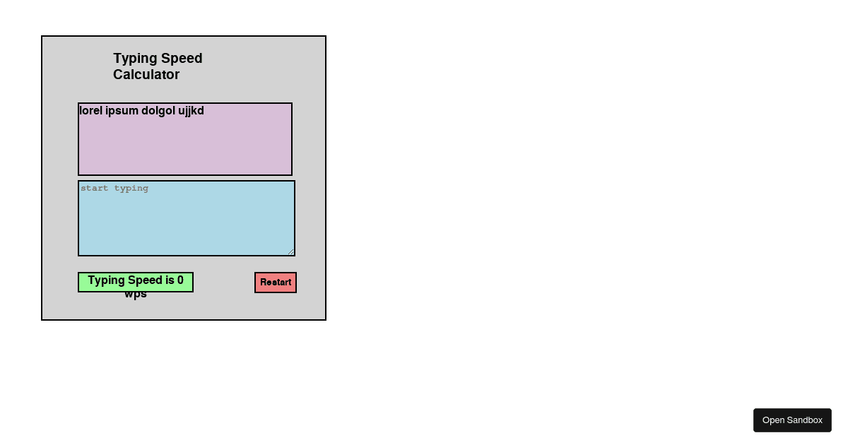 typing speed calculator Codesandbox
