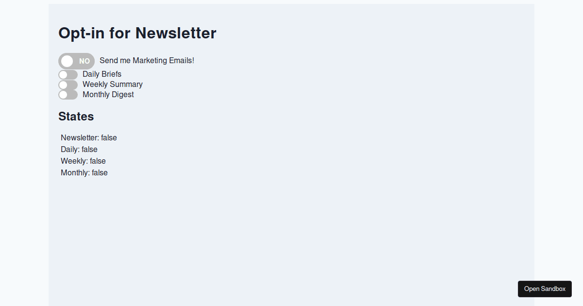 React Toggle Component Codesandbox