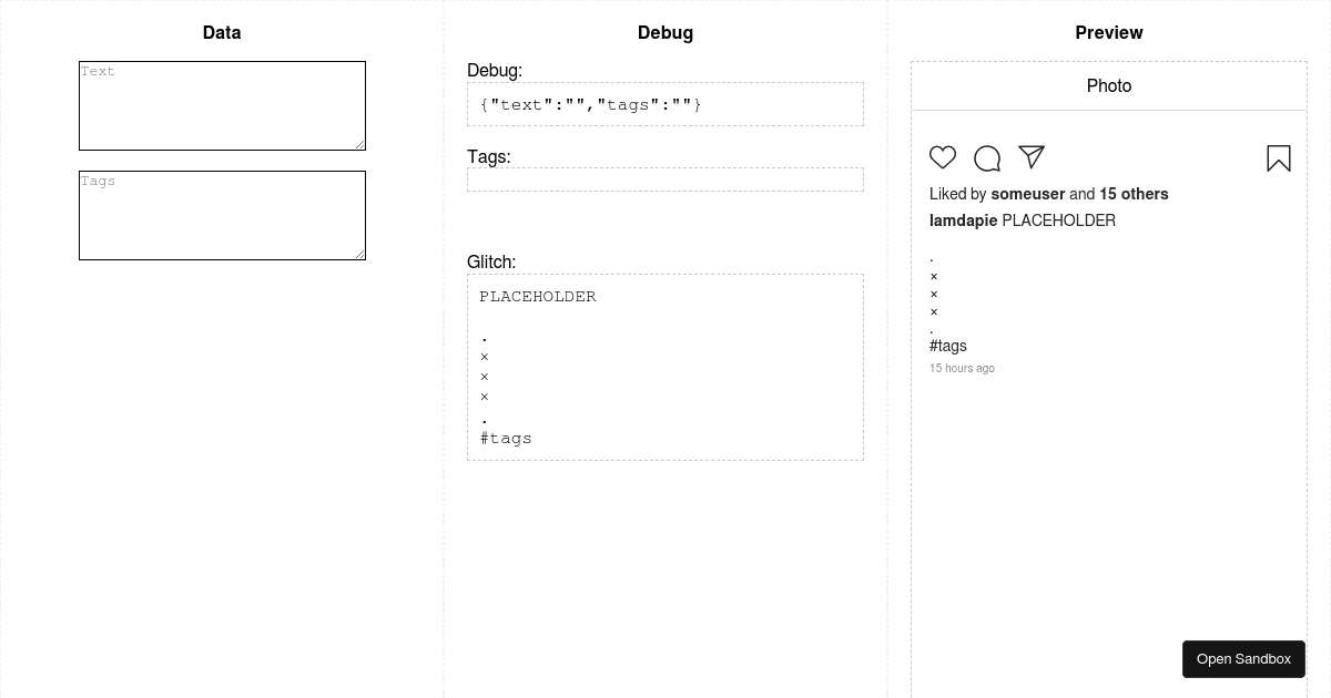 instapostglitch Codesandbox