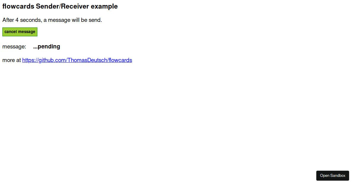 sender/receiver example Codesandbox